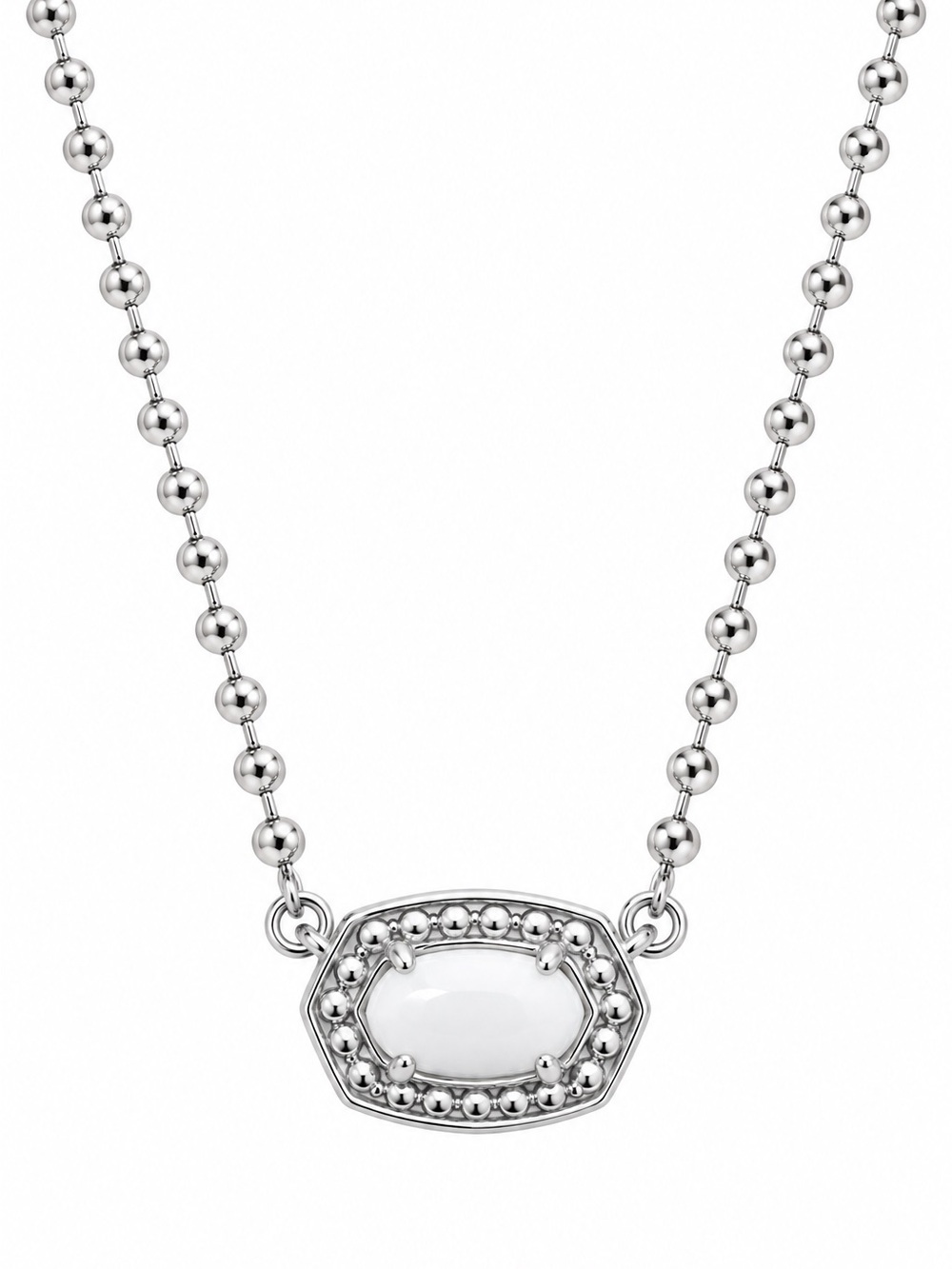 Kendra Scott Emilie Silver Beaded Frame Short Pendant Necklace in White
